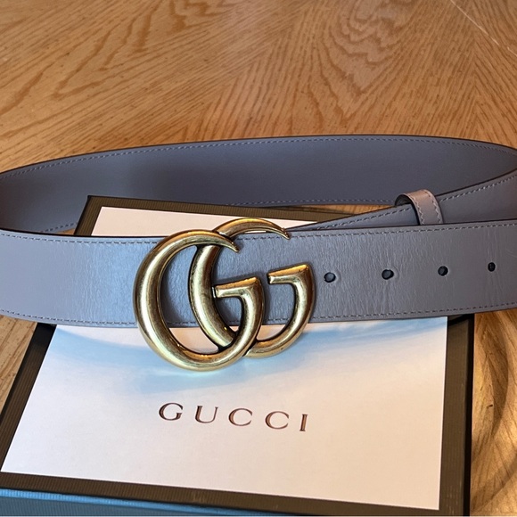 GUCCI Marmont GG Wide Leather Belt 36/90 Color: Dusty pink - Picture 9 of 13